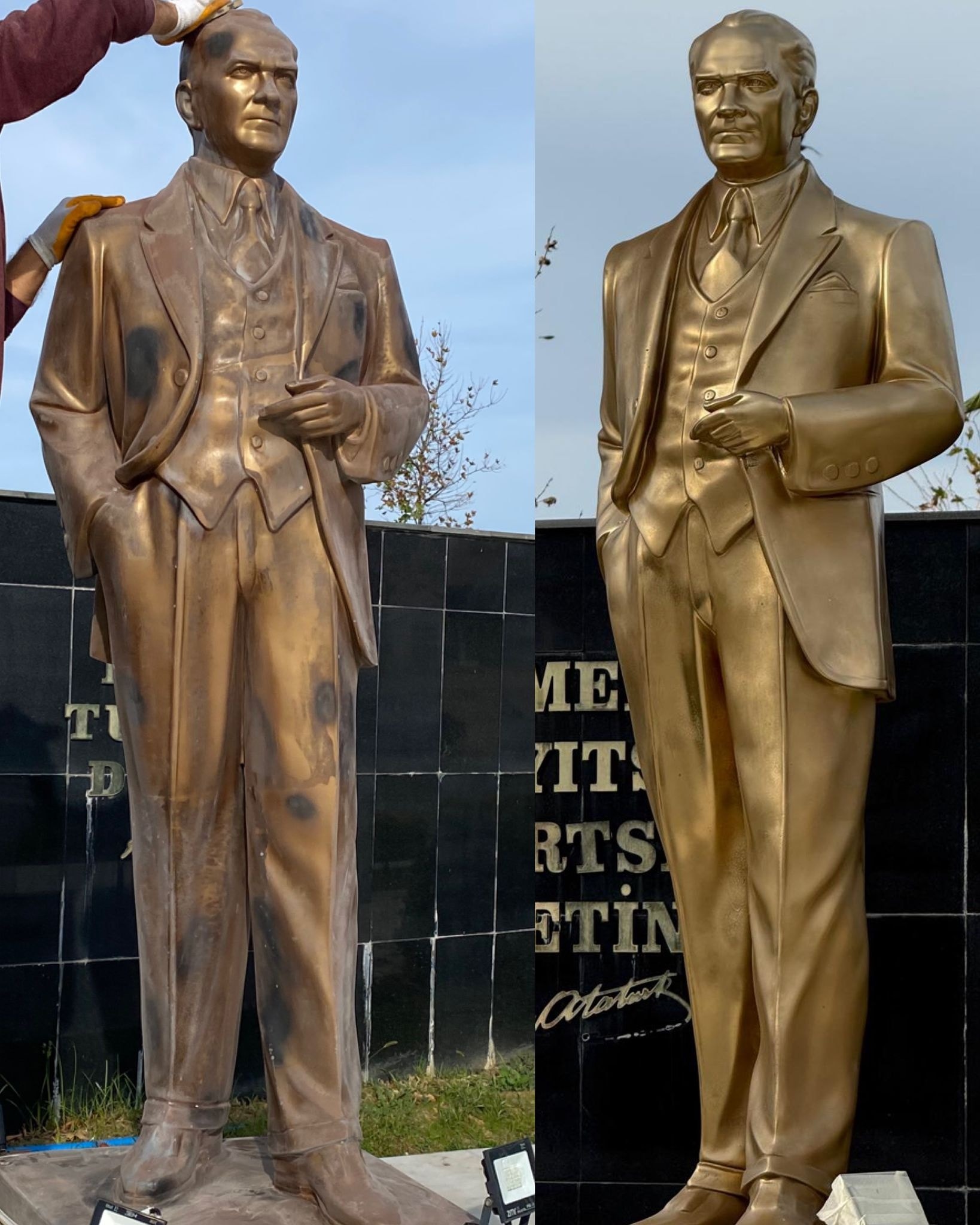 Akçakoca Belediyesi’nden 10 Kasım Öncesi Atatürk Büstünde Bakım ve Temizlik Çalışması