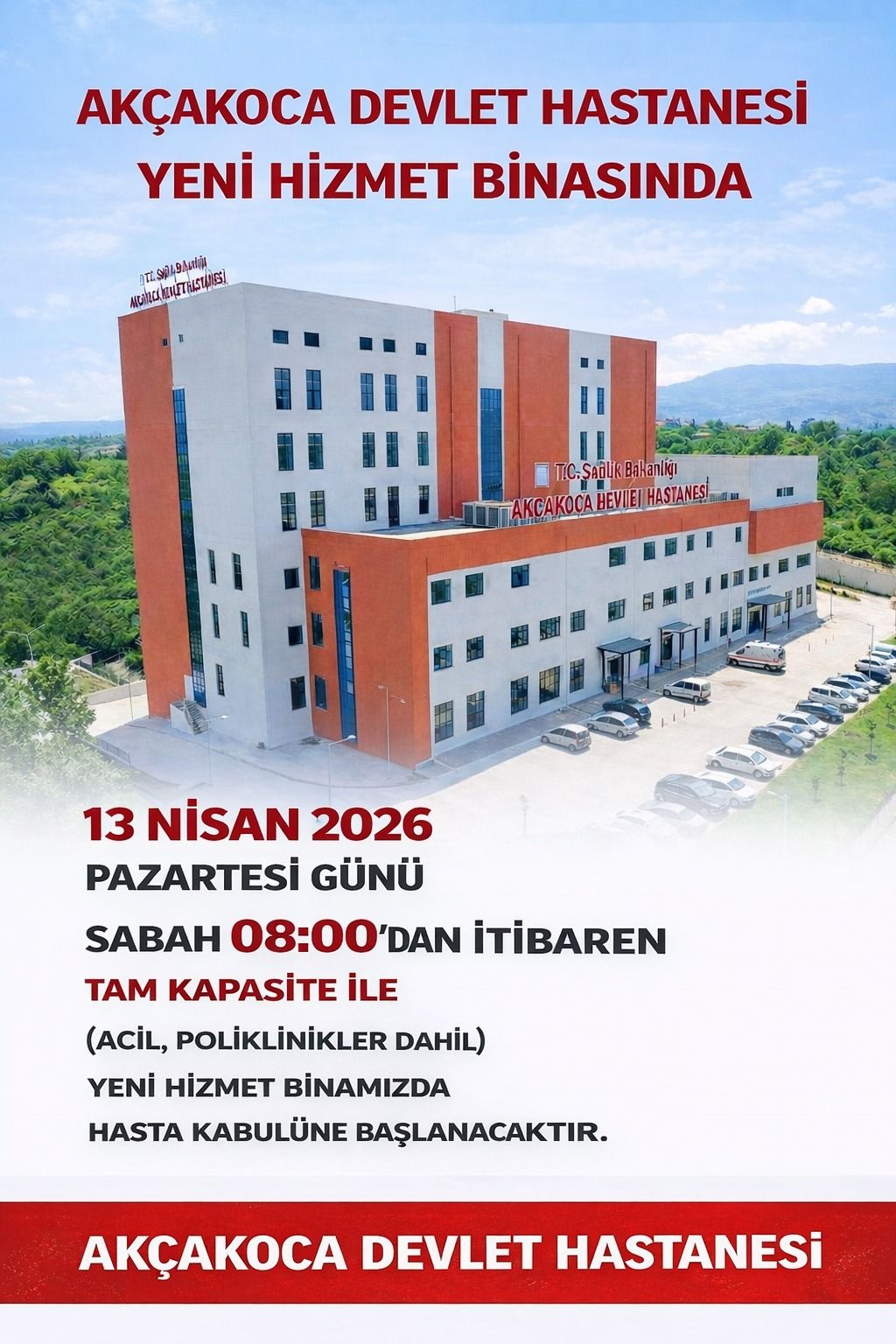 Akçakoca Devlet Hastanesi Yeni Binası 13 Nisan’da Hizmete Açılıyor