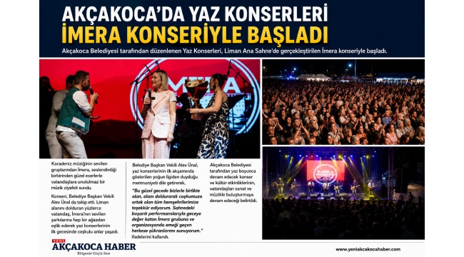 Akçakoca Yaz Konserleri İmera Konseriyle Başladı