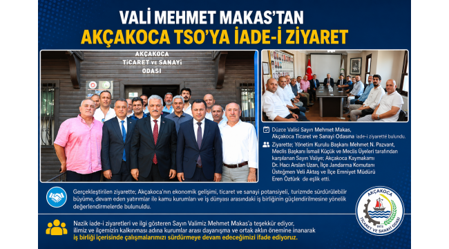 Düzce Valisi Mehmet Makas’tan ATSO’ya İade-i Ziyaret